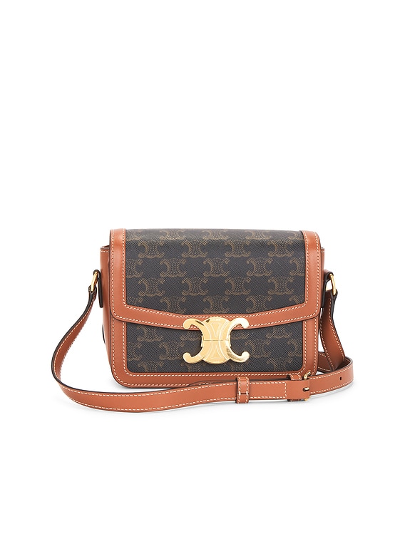 FWRD Renew Celine Triomphe Teen Claude Shoulder Bag in Brown | FWRD