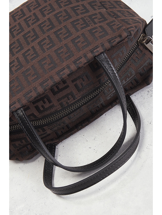 FWRD Renew Fendi Zucchino Handbag in Black | FWRD
