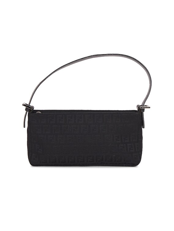 FWRD Renew Fendi Zucchino Pochette Shoulder Bag in Black | FWRD