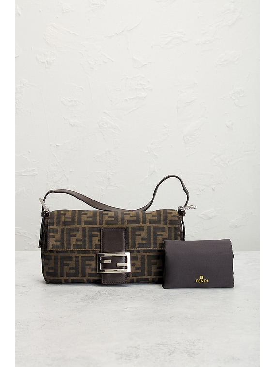 FWRD Renew Fendi Zucca Baguette Shoulder Bag in Tobacco Brown | FWRD