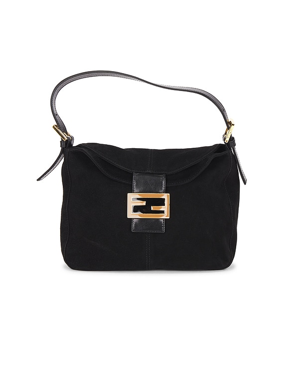 FWRD Renew Fendi Suede Mama Baguette Shoulder Bag in Black | FWRD