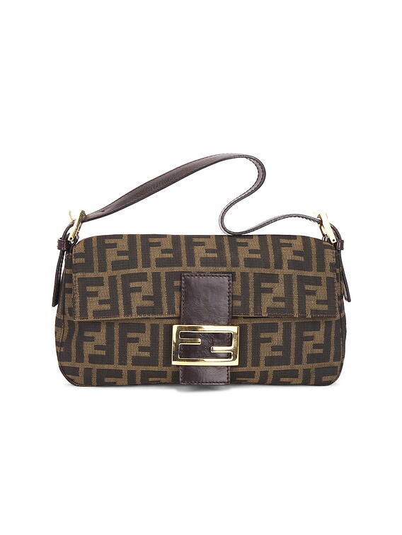 FWRD Renew Fendi Zucca Baguette Shoulder Bag in Brown | FWRD