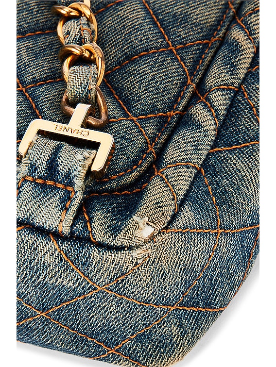 FWRD Renew Chanel Vintage Denim Flap Backpack in Blue