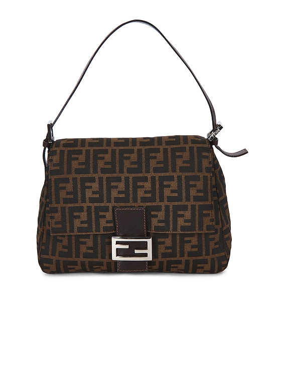 FWRD Renew Fendi Zucca Mama Baguette Shoulder Bag in Tobacco Brown