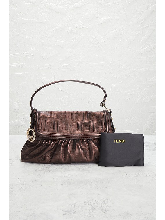 FWRD Renew Fendi Zucca Chef Shoulder Bag in Brown | FWRD