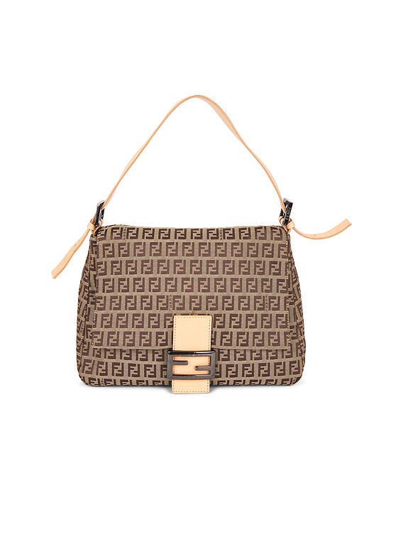 FWRD Renew Fendi Zucchino Mama Baguette Shoulder Bag in Beige | FWRD