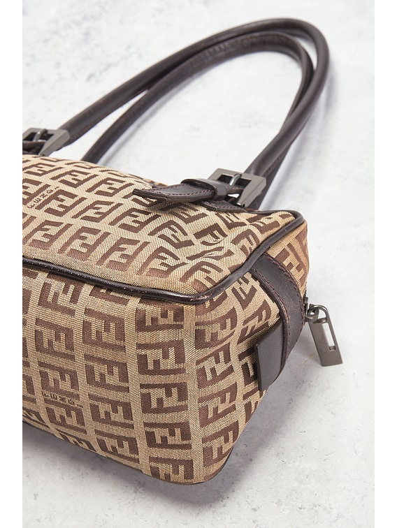 FWRD Renew Fendi Mini Zucchino Boston Bag in Brown | FWRD