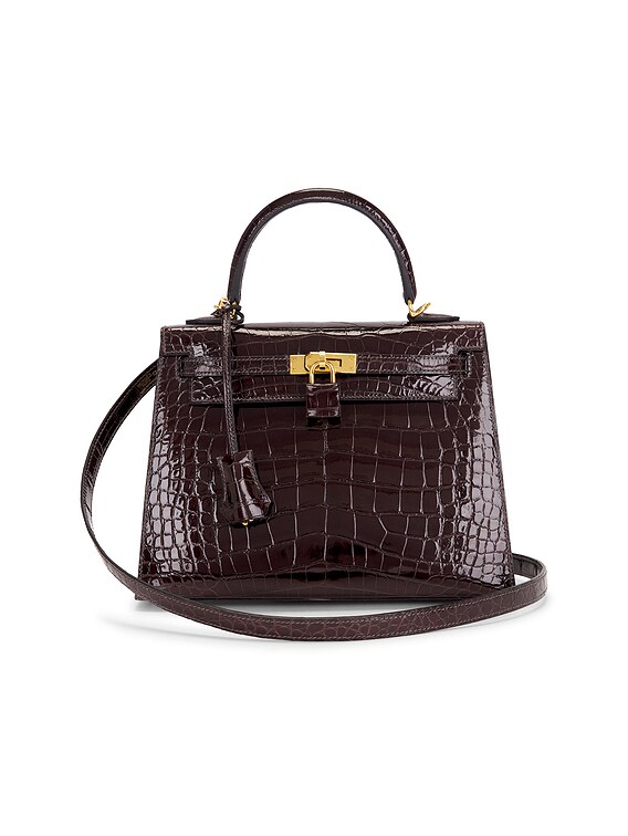 FWRD Renew Hermes Shiny Alligator Kelly 25 Sellier Handbag in