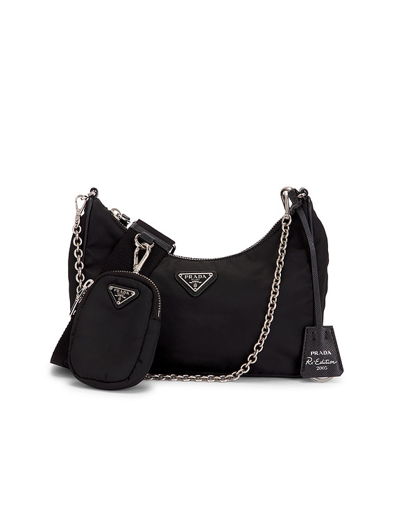 FWRD Renew Prada Re-Edition 2005 Re-Nylon Shoulder Bag in Black | FWRD
