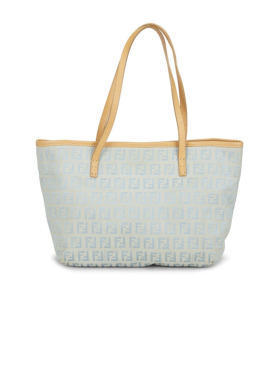 FWRD Renew Fendi Zucchino Roll Tote Bag in Blue | FWRD