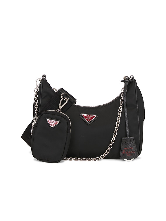 FWRD Renew Prada Re-Edition 2005 Re-Nylon Shoulder Bag in Black | FWRD