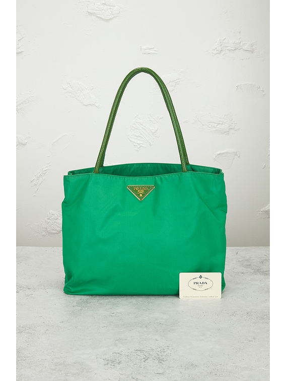 FWRD Renew Prada Tessuto Tote Bag in Green | FWRD