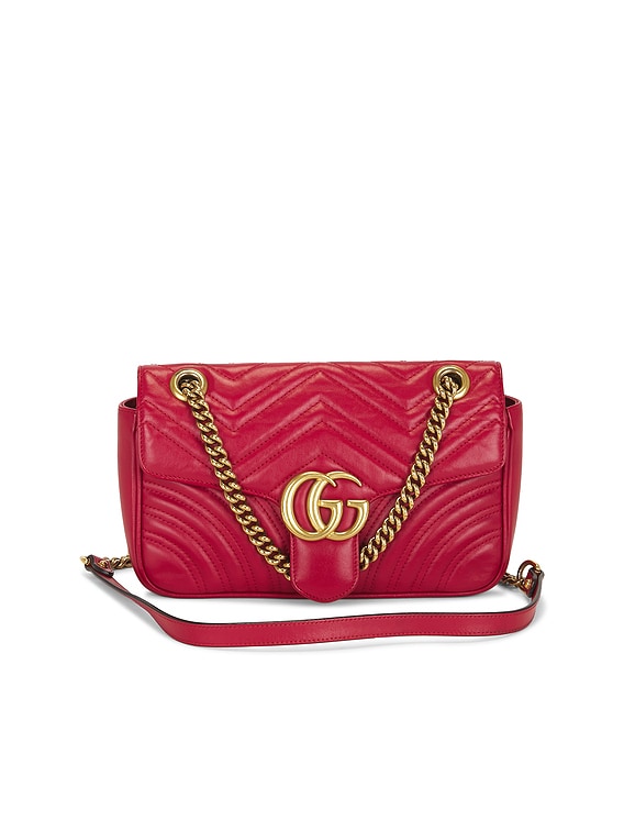 FWRD Renew Gucci GG Marmont Shoulder Bag in Hibiscus Red | FWRD