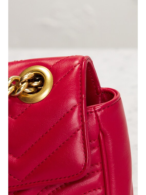 FWRD Renew Gucci Mini GG Marmont Shoulder Bag in Hibiscus Red | FWRD