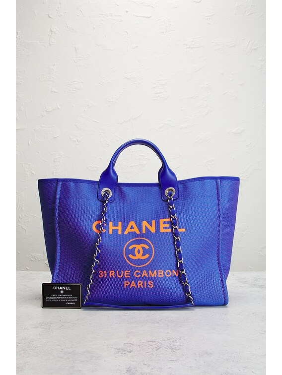 FWRD Renew Chanel Deauville NM Tote Bag in Blue | FWRD