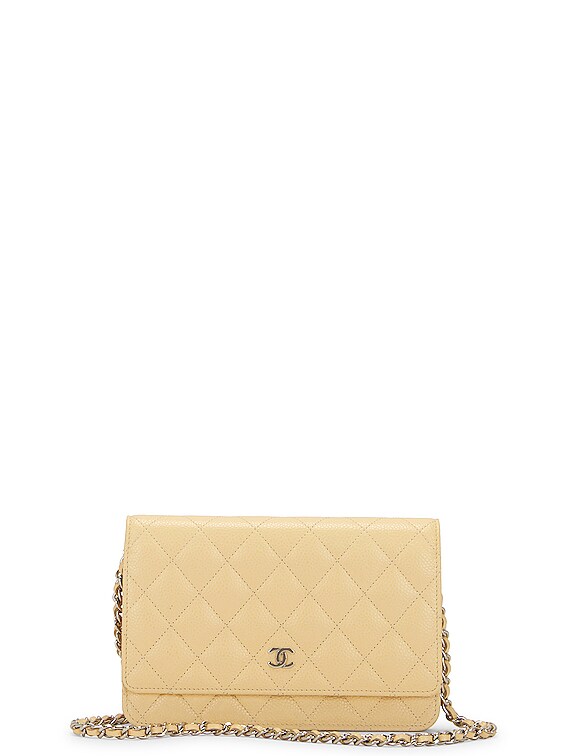 Chanel Matelasse Caviar Classic Wallet on Chain Shoulder Bag in Cream