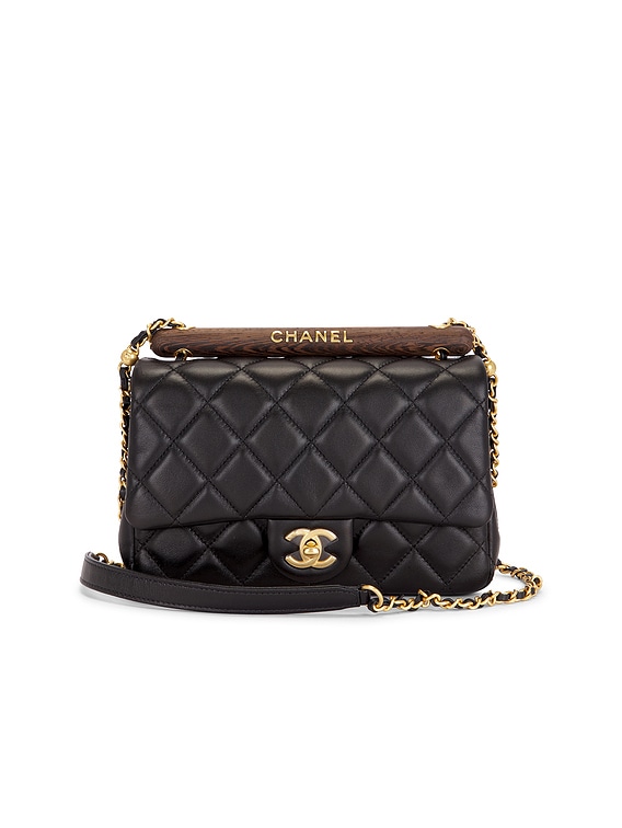 FWRD Renew Chanel Lambskin Small Wenge Wood Flap Bag in Black | FWRD