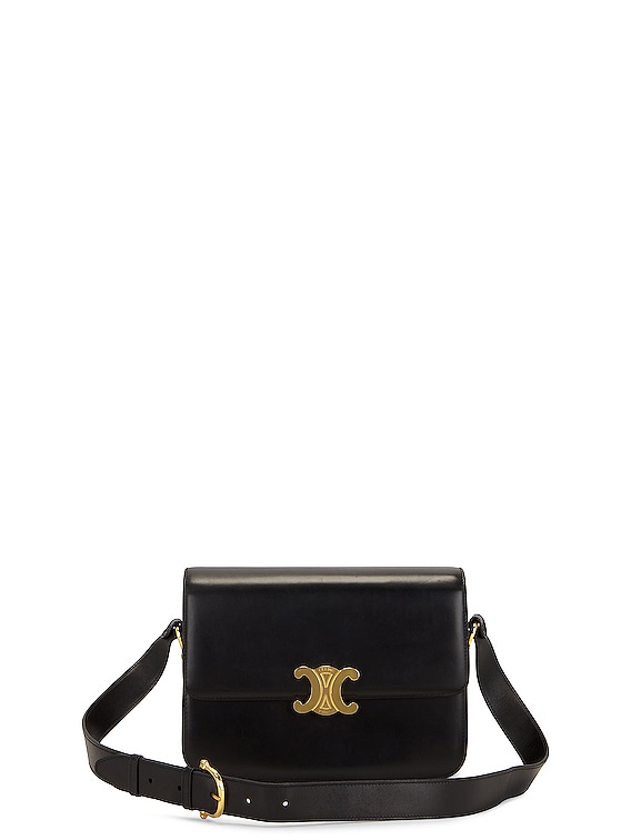 FWRD Renew Celine Vintage Macadam Leather Shoulder Bag in Black