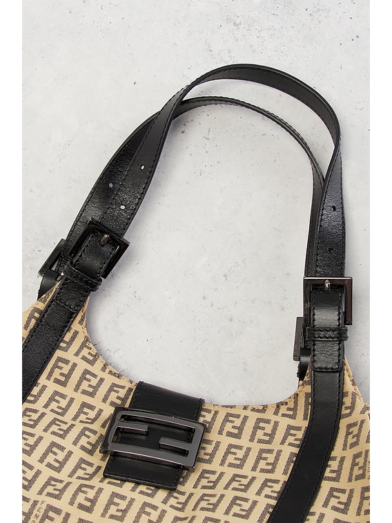 FWRD Renew Fendi Zucchino Shoulder Bag in Beige | FWRD