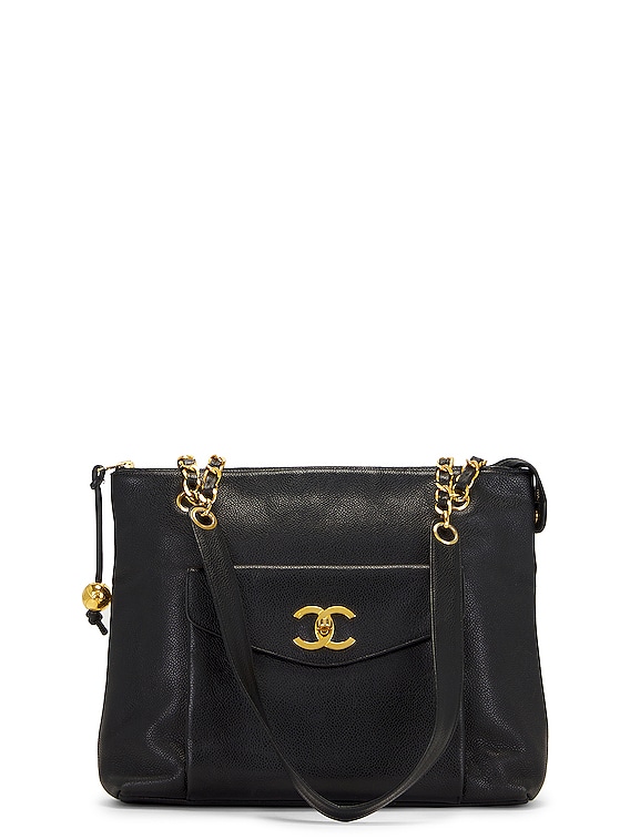 Chanel Vintage Caviar Front Pocket Tote Bag