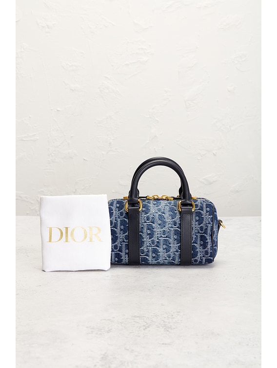 FWRD Renew Dior Oblique Denim Nano Groove Convertible Bowling Bag
