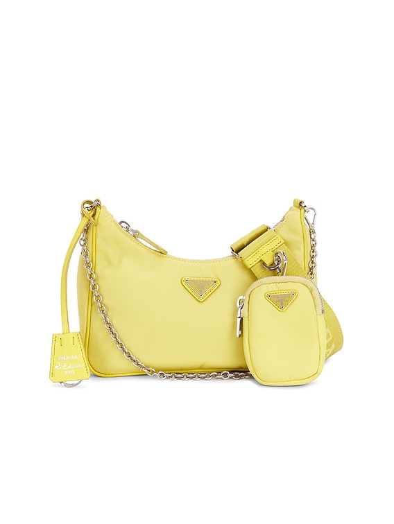 PRADA カナパ ANANAS (イエロー) FWRD Renew Prada Re-Edition 2005 Re-Nylon Shoulder Bag in Ananas