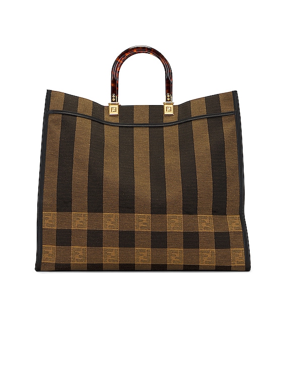 Fendi Boston Bag Mini Boston Leather Handle Pecan Stripe Brown Bag