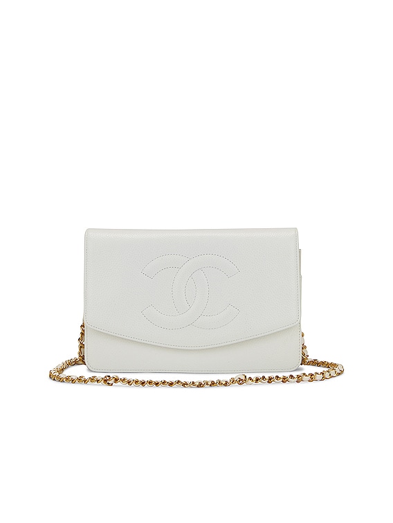 FWRD Renew Chanel Caviar Chain Wallet Bag in White