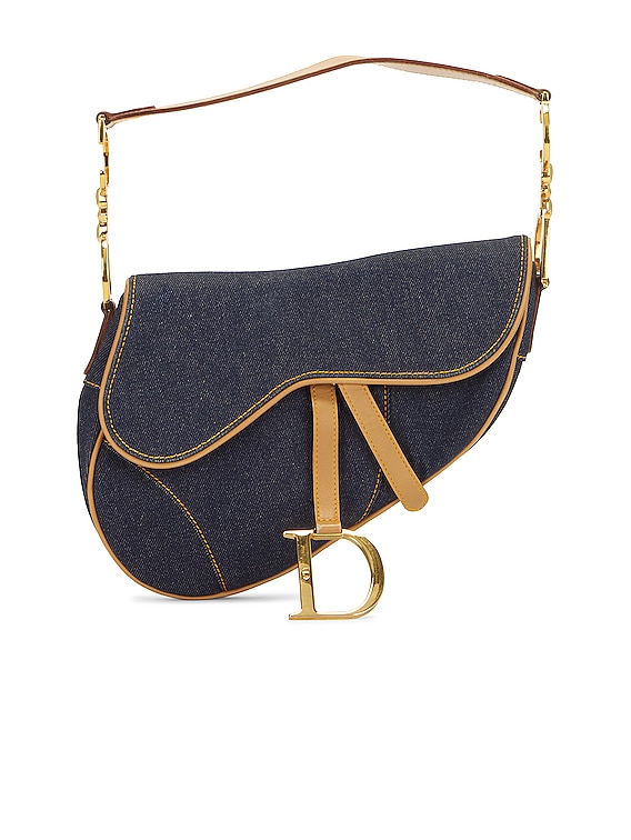 FWRD Renew Dior Saddle Bag in Blue