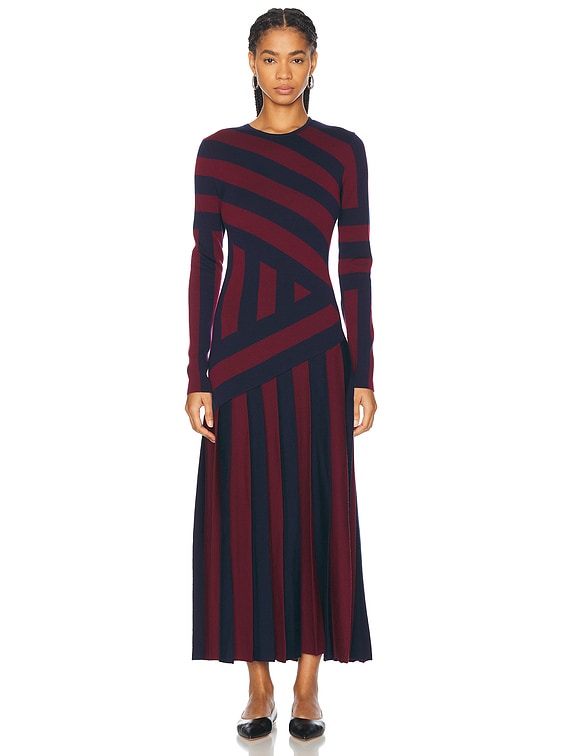 Gabriela Hearst Seema Dress in Dark Navy & Bordeaux | FWRD