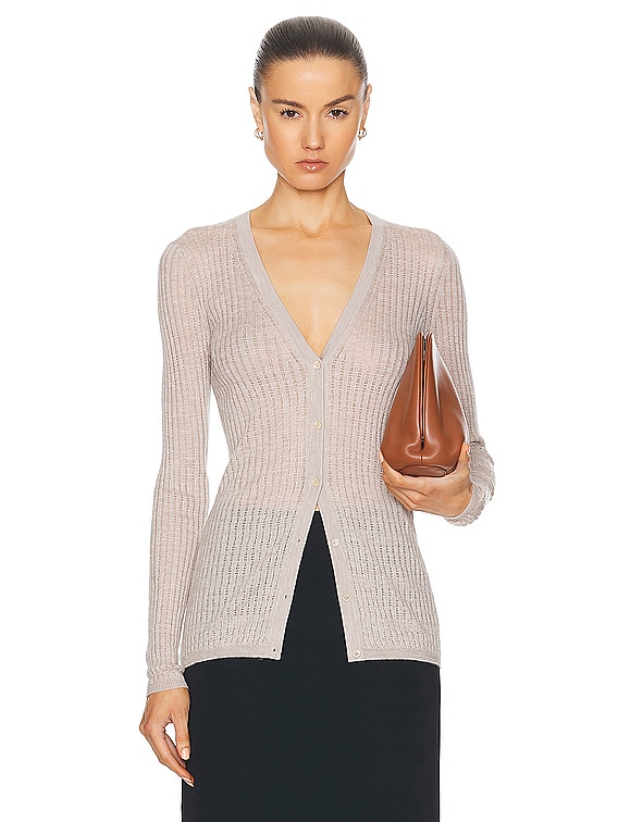 Gabriela Hearst Emma Pointelle Cardigan in Oatmeal | FWRD