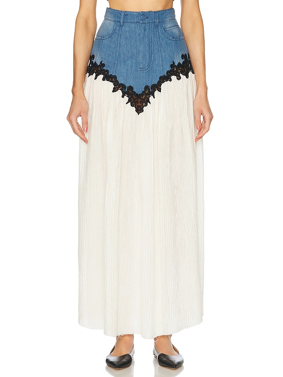 スカート GABRIELA HEARST Women Skirts 1249746 A090 LDB LIGHT BLUE DEN Gabriela Hearst Leigh Skirt in Light Blue Denim | FWRD