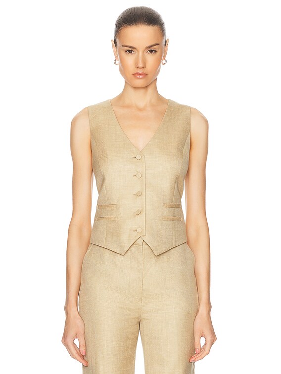 【Gabriela Hearst】 Coleridge wool, silk,アンドリネンベスト Wool, silk and linen vest in beige - Gabriela Hearst | Mytheresa