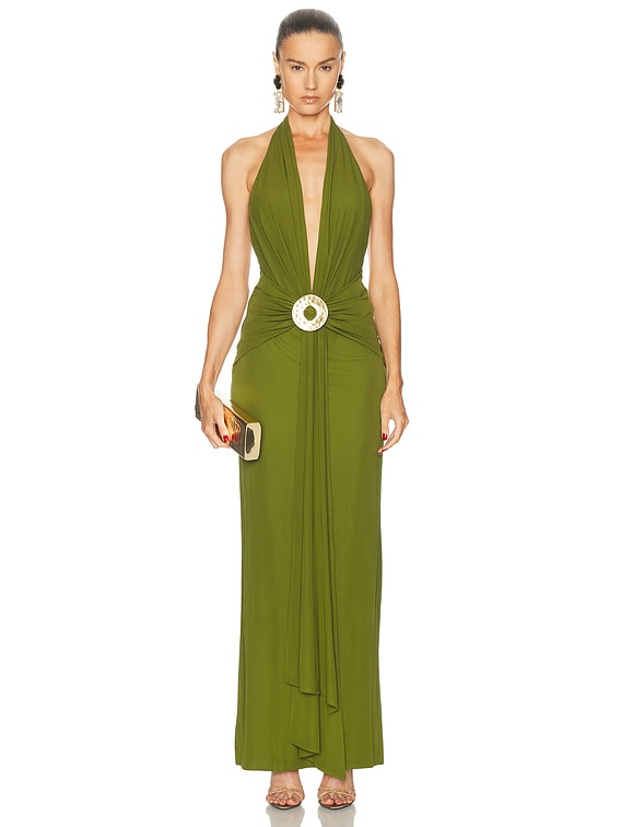 gaia green top dress Celestine & Mae GAIA MIDI DRESS IN SMOKE GREEN