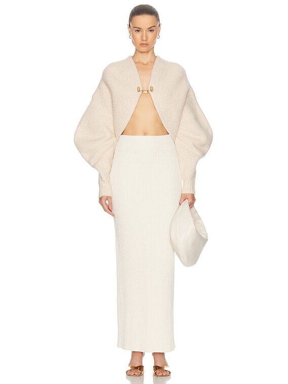 Cult Gaia Devin Knit Cardigan in Off White Melange | FWRD
