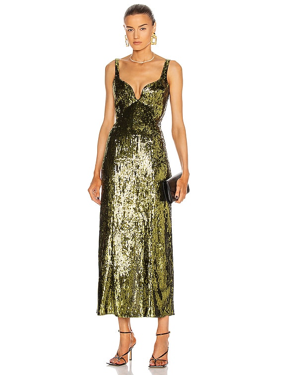 GALVAN Savannah Dress in Olive | FWRD