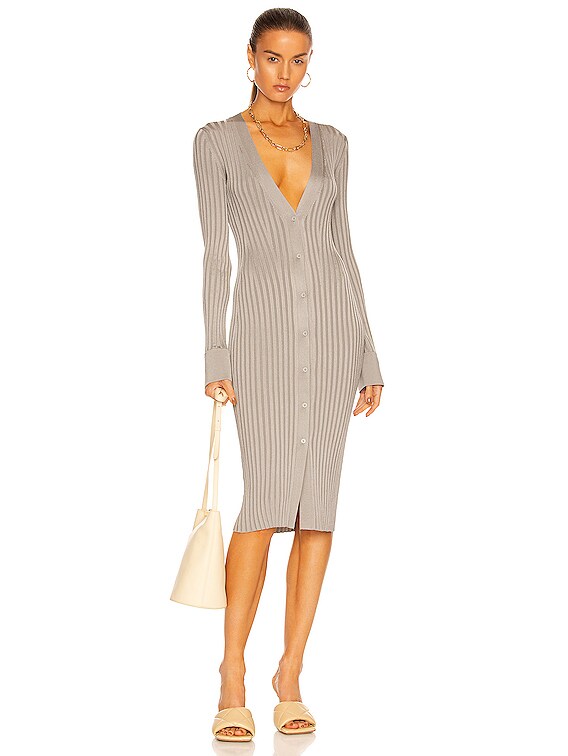 GALVAN Rhea Lounge Midi Dress in Silver | FWRD