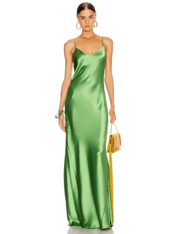 green slip dress