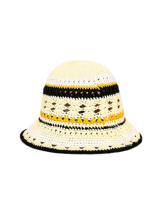 Ganni Cotton Crochet Bucket Hat in Flan | FWRD