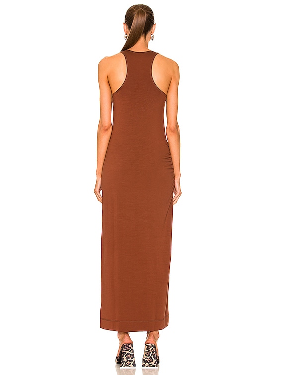 Ganni Software Light Stretch Jersey Dress in Root Beer | FWRD