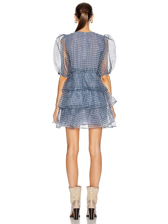 ganni technical organza dress Ganni Women's Shibori Organza Belted Midi-Dress - Black Sand