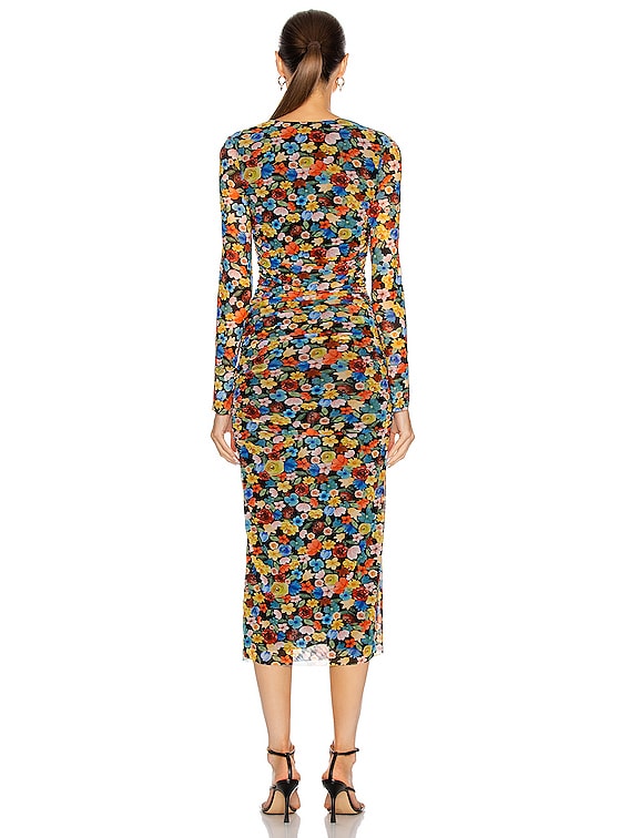 Ganni Printed Mesh Dress in Multicolour | FWRD