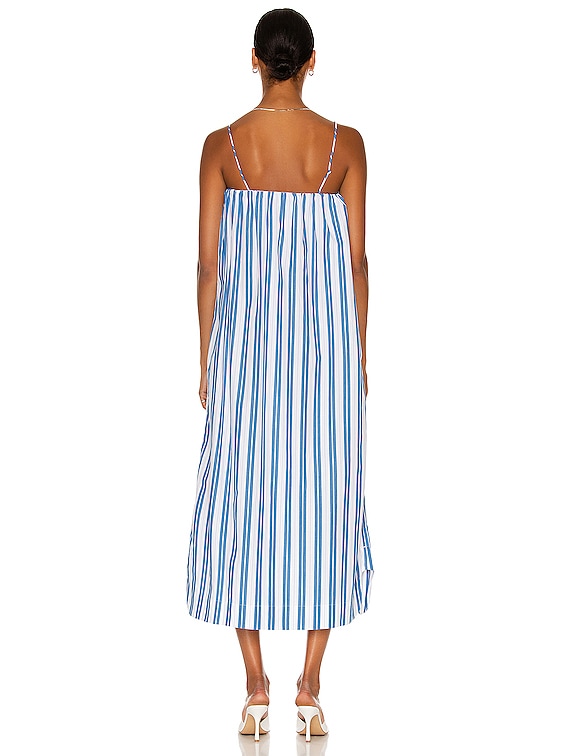 【送料&関税込】Ganni off-white Stripe Strap Dress Egret Off-White Stripe Strap Dress | GANNI CZ
