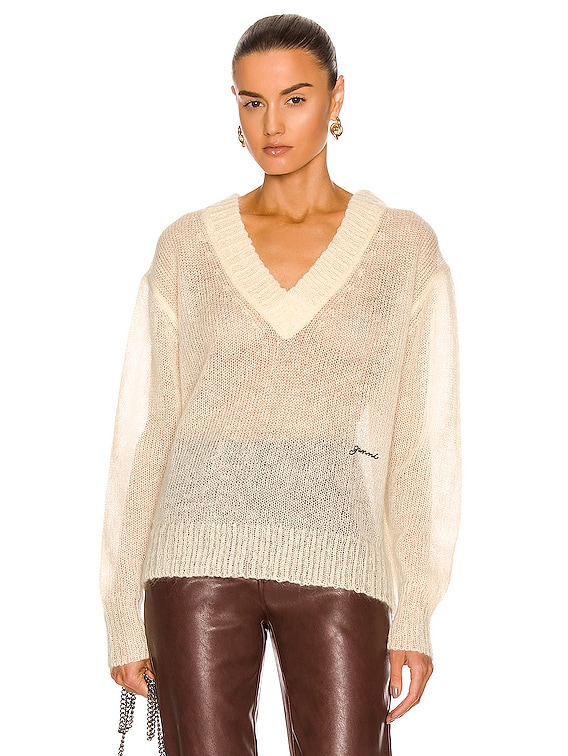 Ganni Open Mohair Sweater in Rutabaga | FWRD
