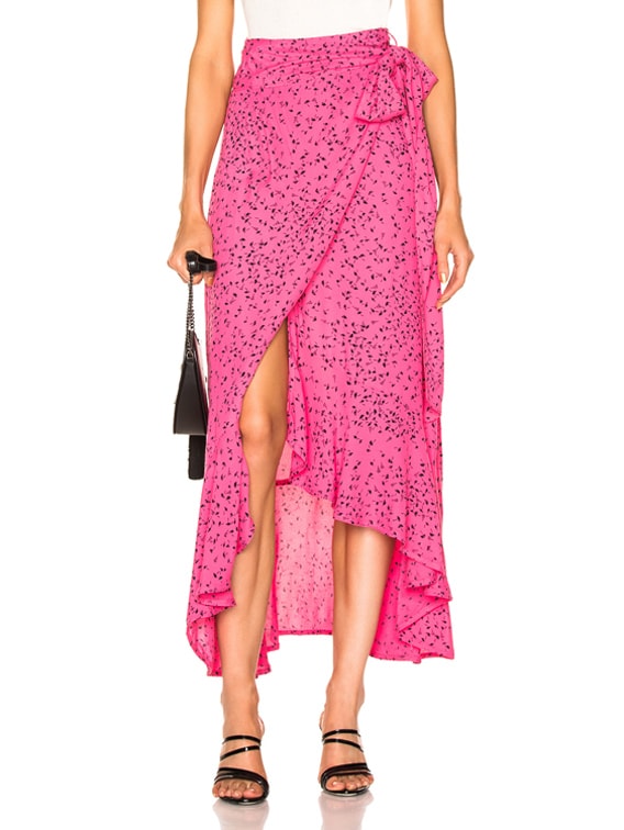 Ganni Barra Crepe Skirt in Hot Pink | FWRD