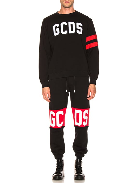 GCDS Logo Sweatshirt in Black & Red | FWRD