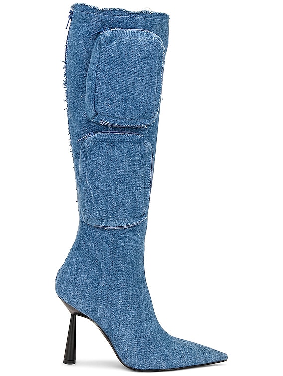 GIA BORGHINI Belvinia Knee High Boot in Blue Jeans | FWRD