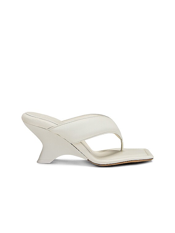 GIA BORGHINI Leather Thong Wedge Sandal in Ivory | FWRD