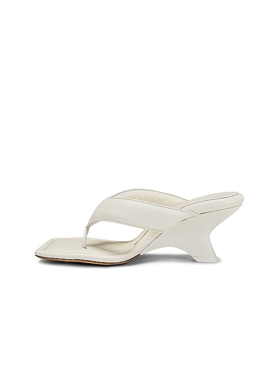 GIA BORGHINI Leather Thong Wedge Sandal in Ivory | FWRD