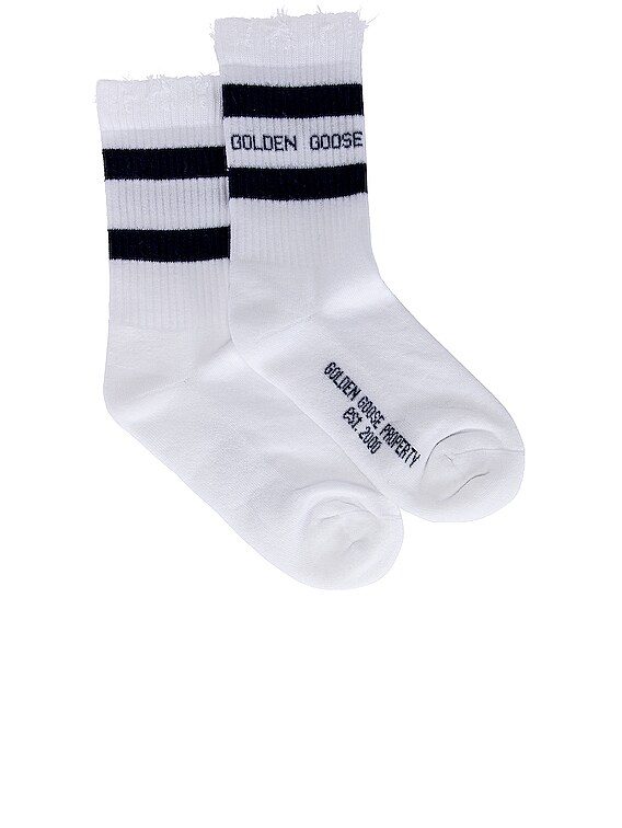 Golden Goose High Rib Socks in Old White Navy FWRD